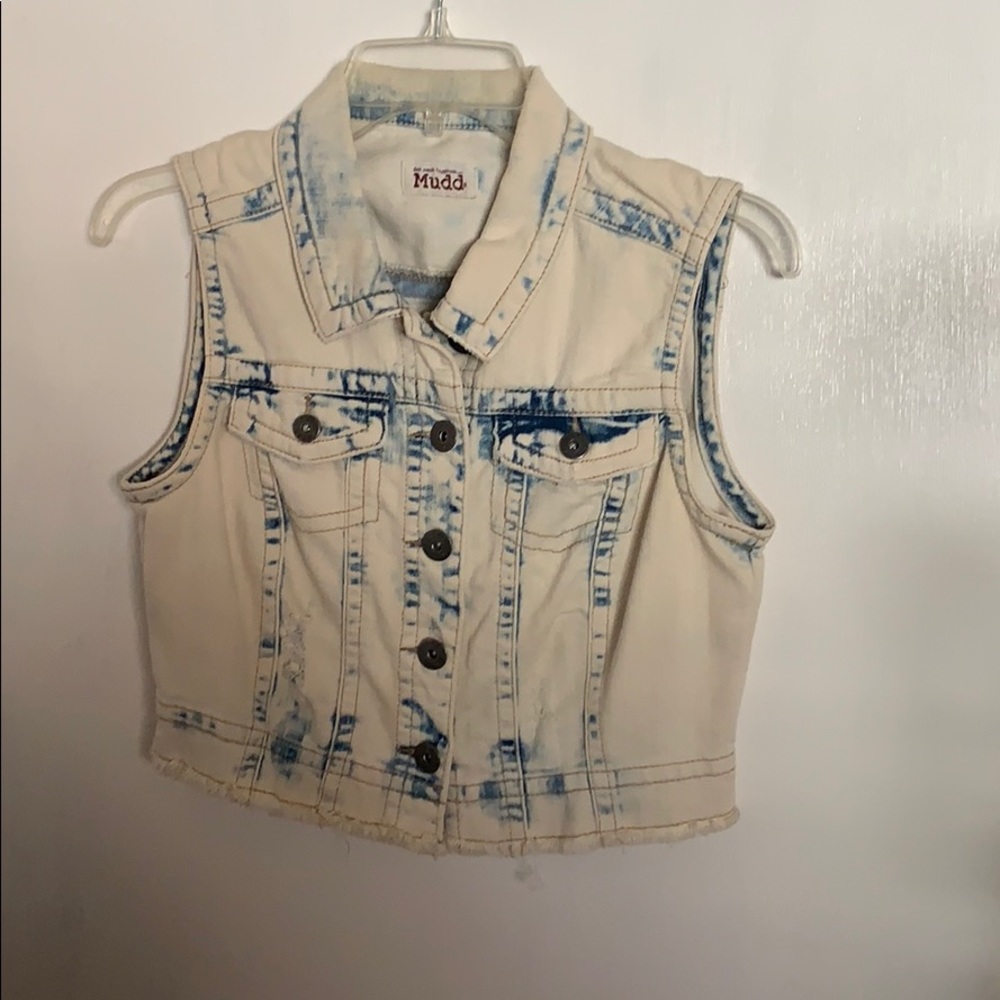 Light wash denim vest